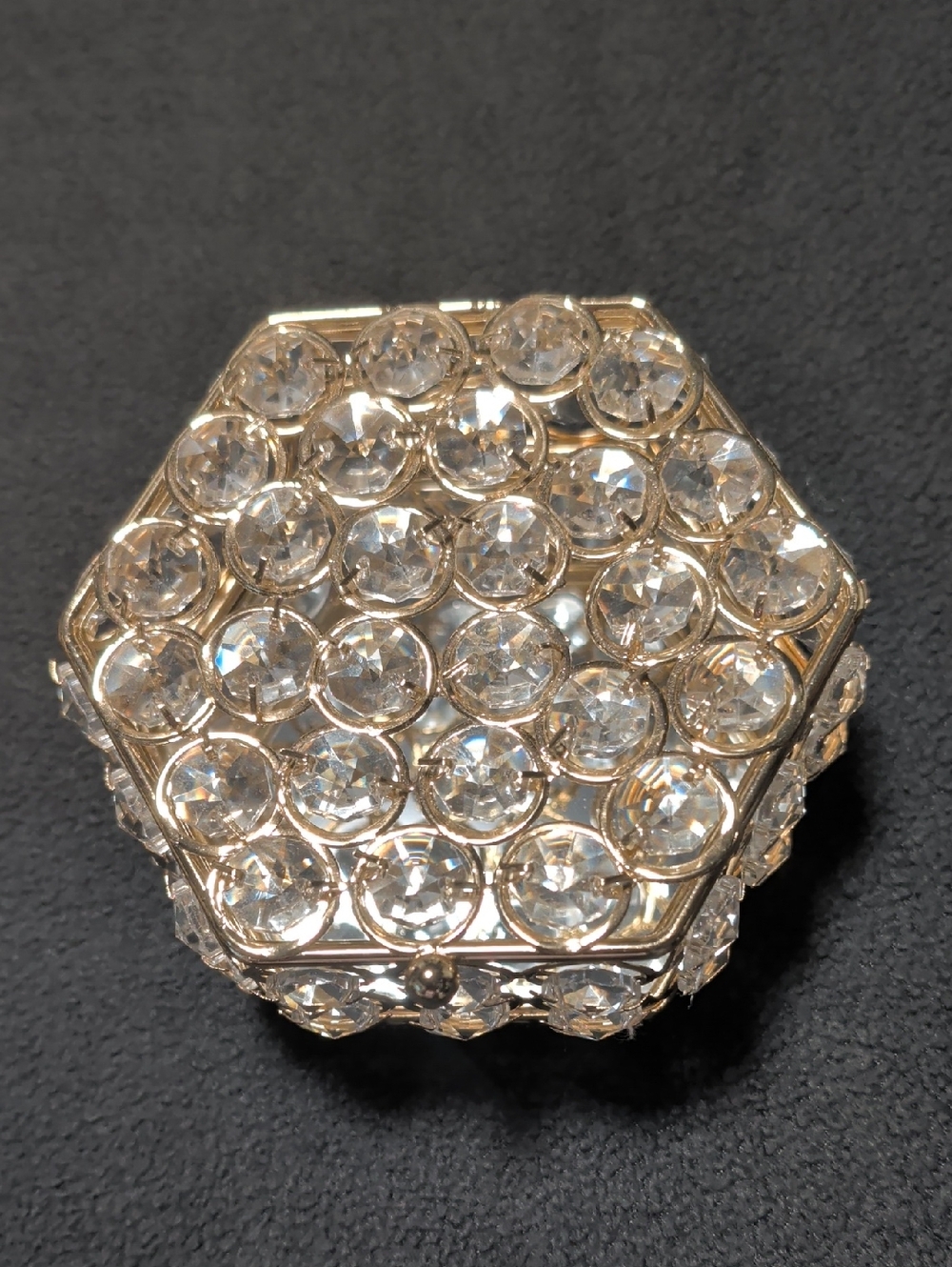Gold-Tone/Glass Mirror Trinket Box EUC